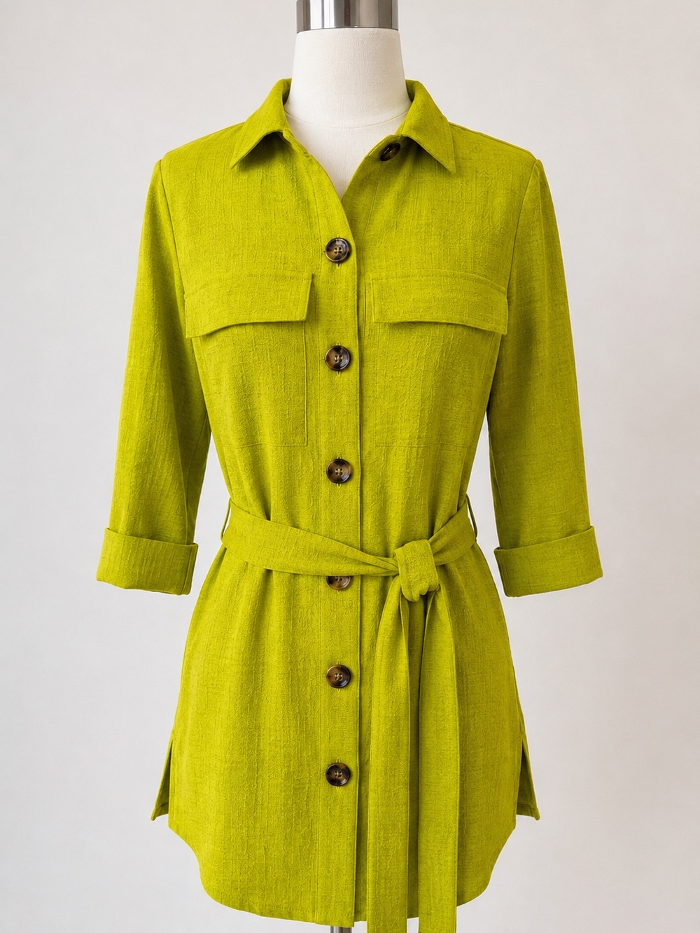 NYCC Bright Chartreuse Belted Tunic Top size medium